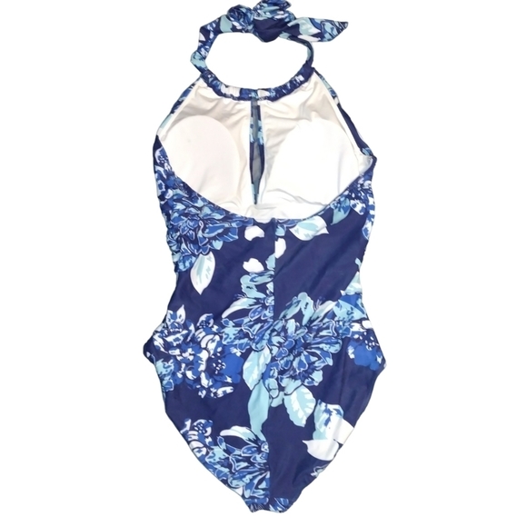 Floral Blue Women's One Piece Swimsuit - Picture 4 of 5